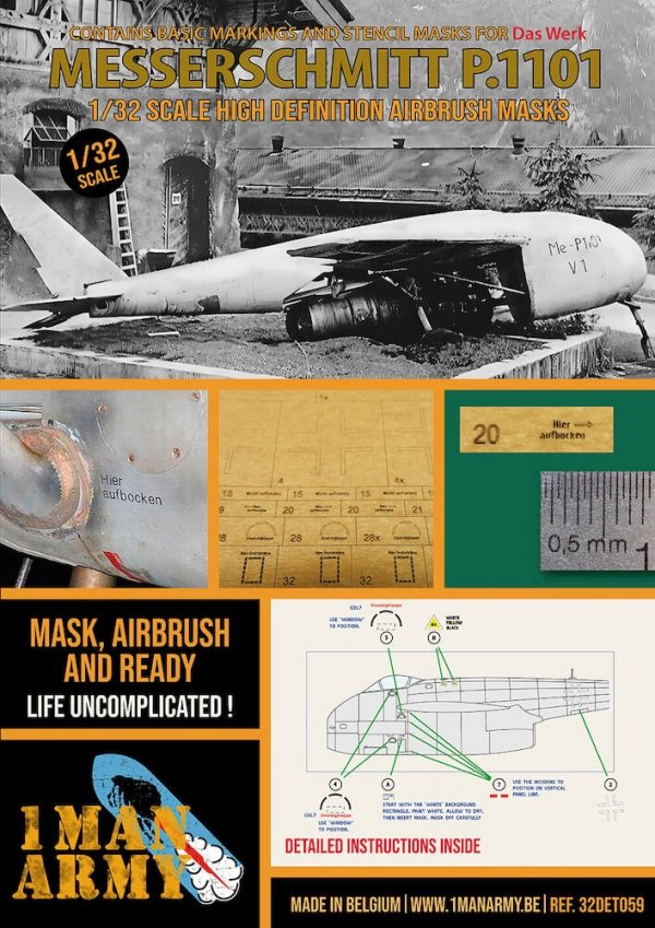 1 Man Army 32DET059 Messerschmitt P.1101 (Das Werk) 1/32