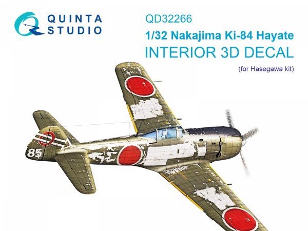 Quinta Studio QD32266 Nakajima Ki-84 Hayate 3D-Printed &amp; coloured Interior on decal paper (Hasegawa) 1/32