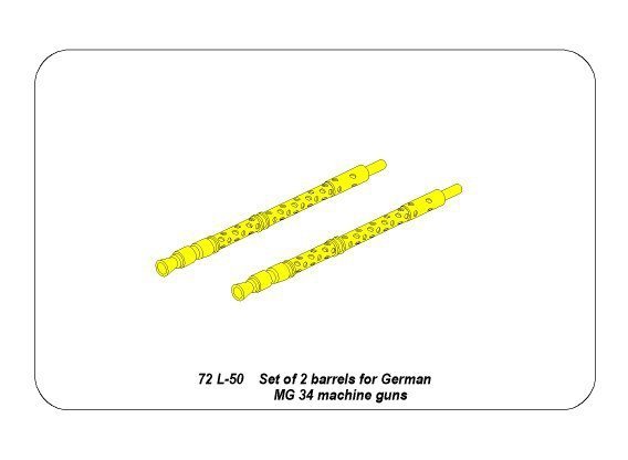 Aber 72L-50 Set of 2 barrels for German machine guns MG34 (1:72)