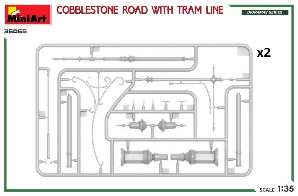 Miniart 36065 COBBLESTONE ROAD WITH TRAM LINE 1/35