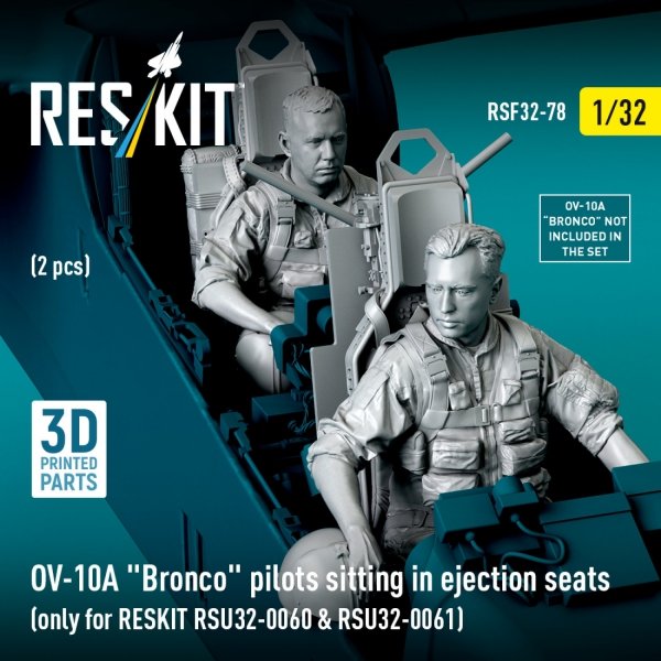RESKIT RSF32-0078 OV-10A &quot;Bronco&quot; pilots sitting in ejection seats (2 pcs) (only for RESKIT RSU32-0060 &amp; RSU32-0061) (3D Printed) 1/32
