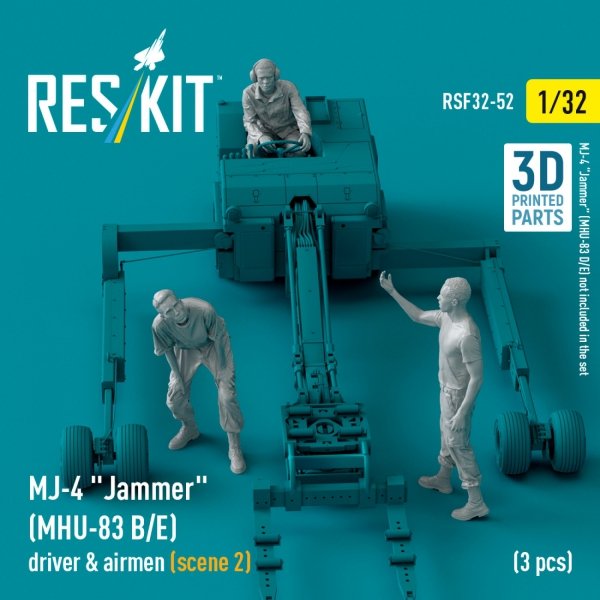 RESKIT RSF32-0052 MJ-4 "Jammer" (MHU-83 B/E) driver &amp; airmen (scene 2) (3 pcs) (3D Printed) (1/32)