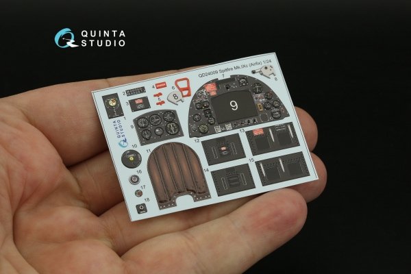 Quinta Studio QD24009 Spitfire Mk.IXc 3D-Printed &amp; coloured Interior on decal paper (Airfix) 1/24