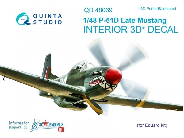 Quinta Studio QD48069 P-51D (Late) 3D-Printed &amp; coloured Interior on decal paper (for Eduard kit) 1/48