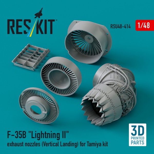 RESKIT RSU48-0414 F-35B &quot;Lightning II&quot; exhaust nozzles (Vertical Landing) for Tamiya kit (3D printed) 1/48