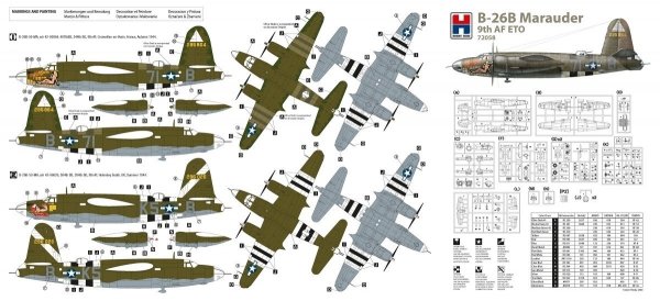 Hobby 2000 72058 B-26B Marauder ( HASEGAWA + CARTOGRAF + MASKI ) 1/72