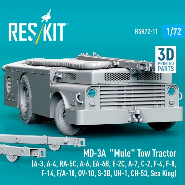 RESKIT RSK72-0011 MD-3A "Mule" Tow Tractor (3D Printed model kit) 1/72