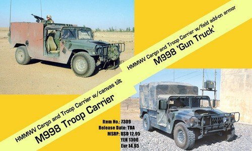 Dragon 7309 HMMWV Cargo and Troop Carrier+HMMWV Cargo and Troop Carrier w/canvas tilt (1:72)