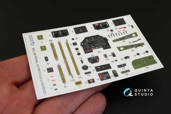 Quinta Studio QD32004 P-51D (Late) 3D-Printed &amp; coloured Interior on decal paper (for Tamiya kit) 1/32
