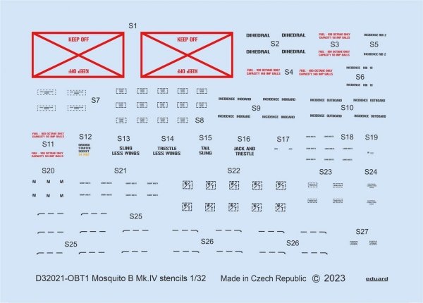 Eduard D32021 Mosquito B Mk. IV stencils HONG KONG MODELS 1/32
