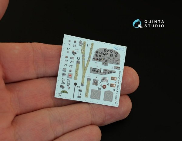 Quinta Studio QD48072 Il-2 Single seat 3D-Printed &amp; coloured Interior on decal paper (for kit) 1/48