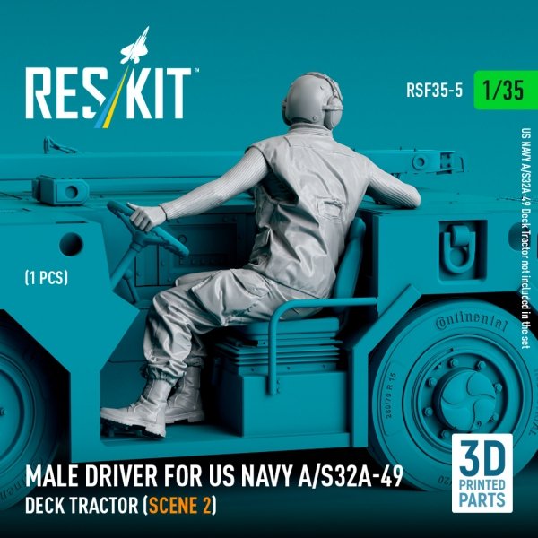 RESKIT RSF35-0005 Male driver for US NAVY A/S32A-49 Deck Tractor (scene 2) (1 pcs) (3D Printed) (1/35)