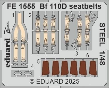 Eduard FE1555 Bf 110D seatbelts STEEL EDUARD 1/48