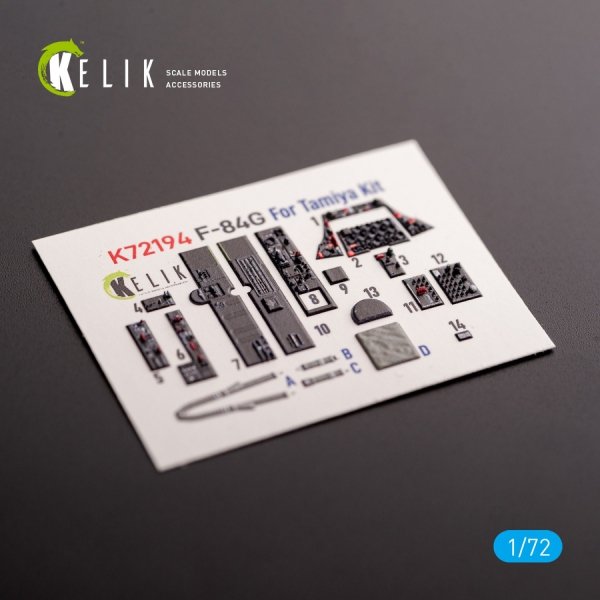 Kelik K72194 F-84G Thunderjet - interior 3D decals for Tamiya kit (1/72)