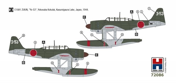 Hobby 2000 72086 Aichi E16A1 Zuiun Early ( Fujimi + CARTOGRAF + MASKI ) 1/72