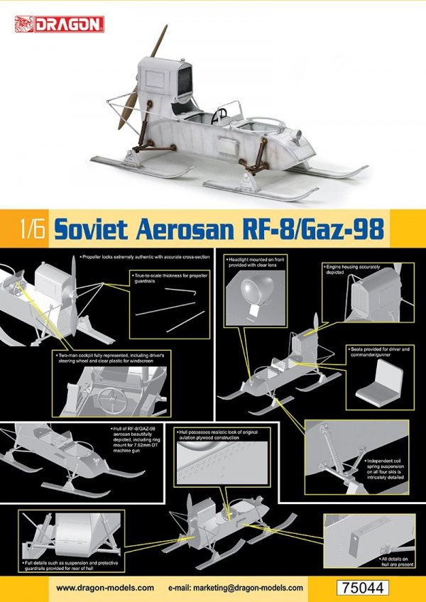 Dragon 75044 Soviet Aerosan Rf-8/Gaz-98 1/6