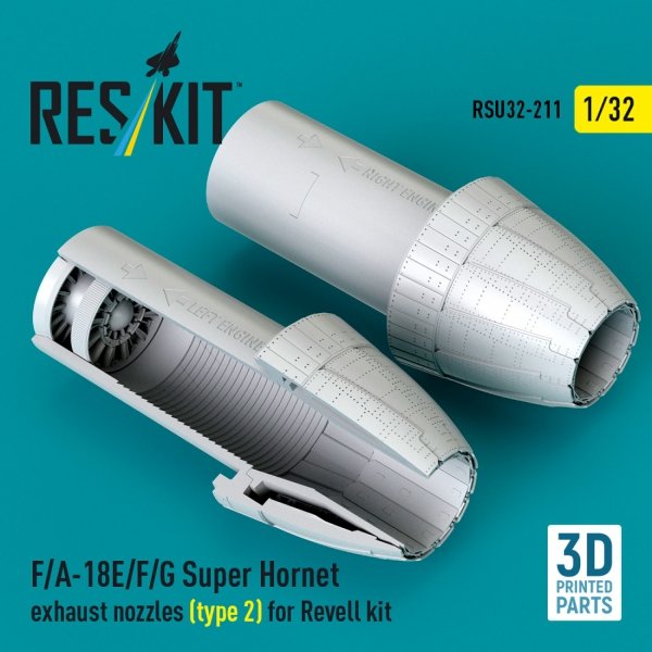 RESKIT RSU32-0211 F/A-18E/F/G Super Hornet exhaust nozzles (type 2) for Revell kit (3D Printed) (1/32)