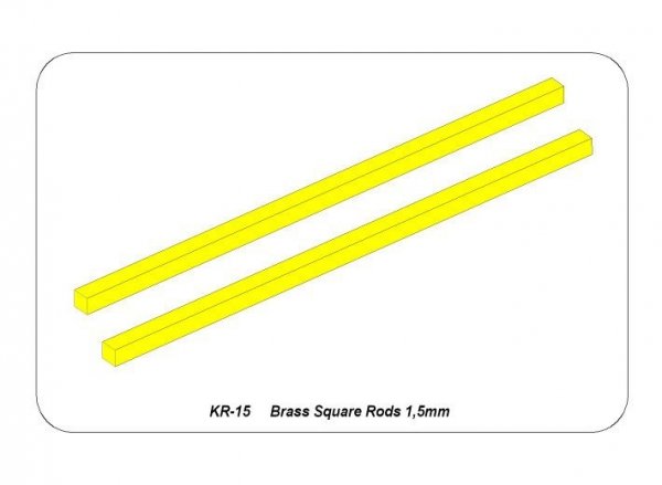 Aber KR-15 Kwadratowe pręty mosiężne 1,5 mm długość 245mm x 2 szt. / Brass square rods 1,5 mm length 245mm x2 pcs.