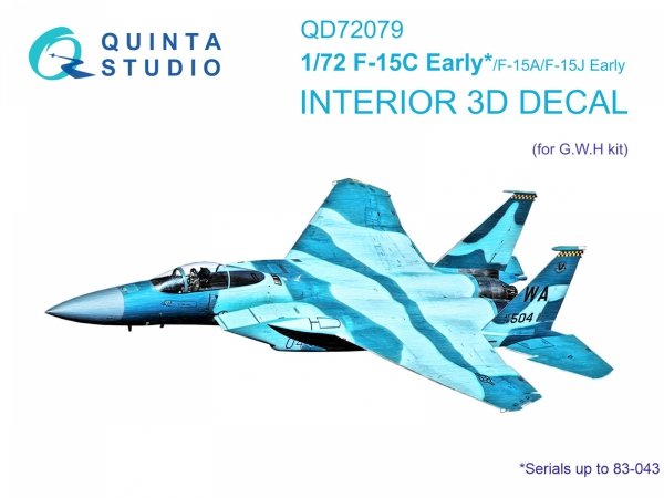 Quinta Studio QD72079 F-15C Early/F-15A/F-15J early 3D-Printed &amp; coloured Interior on decal paper (GWH) 1/72