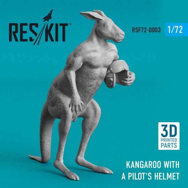 RESKIT RSF72-0003 KANGAROO WITH A PILOT'S HELMET (3D PRINTED) 1/72