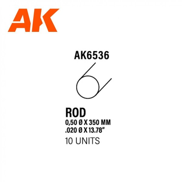 AK Interactive AK6536 ROD 0.50 DIAMETER X 350MM – STYRENE ROD – (10 UNITS)