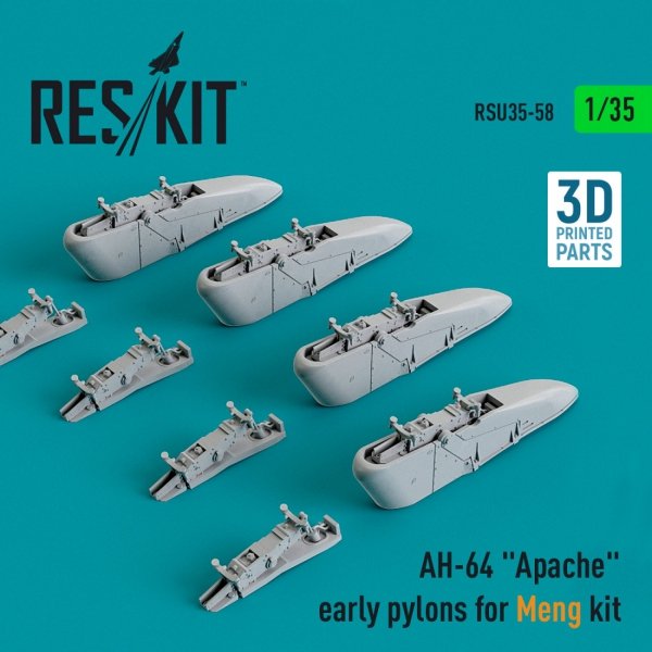 RESKIT RSU35-0058 AH-64 &quot;APACHE&quot; EARLY PYLONS FOR MENG KIT (3D PRINTED) 1/35