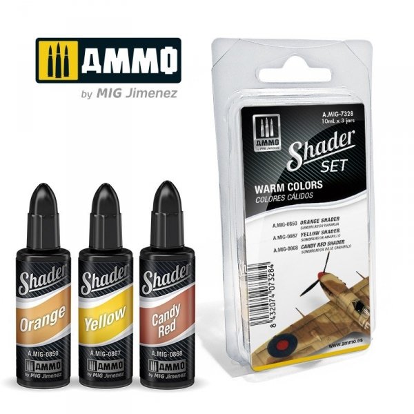 Ammo of Mig 7328 SHADER Set Warm Colors 3x10ml