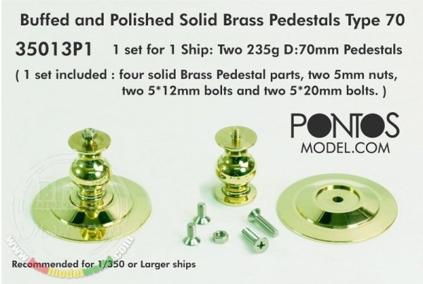 Pontos 35013P1 Buffed and Polished Solid Brass Pedestals Type 70 for Ship models