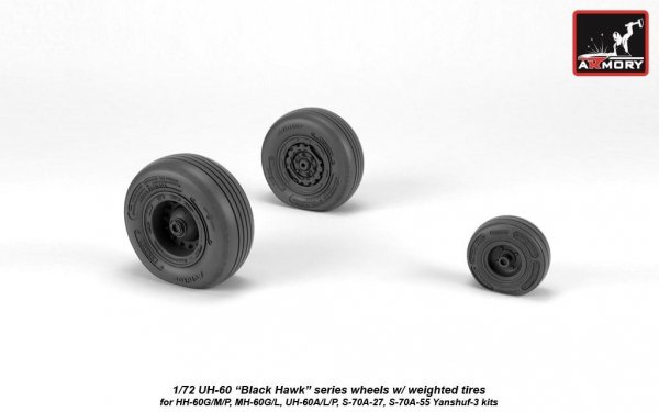 Armory Models AW72334 UH-60 Black Hawk wheels w/ weighted tires 1/72