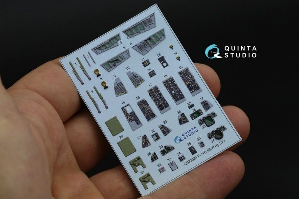 Quinta Studio QD72031 F-14D 3D-Printed &amp; coloured Interior on decal paper (GWH) 1/72