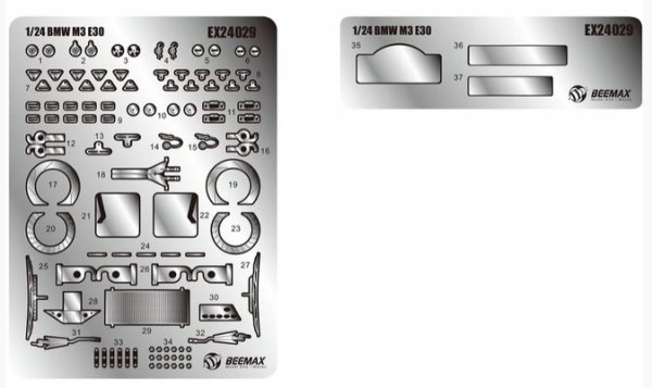Beemax E24029 BMW M3 E30 1987 TOUR DE CORSE RALLY WINNER Detail-Up Parts 1/24
