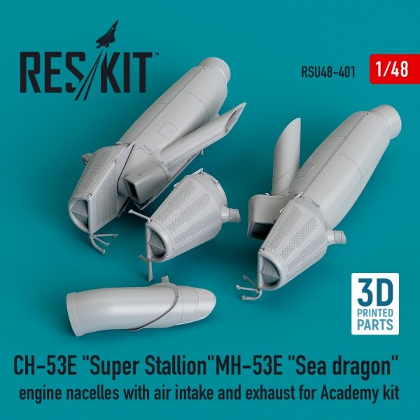 RESKIT RSU48-0401 CH-53E &quot;Super Stallion&quot;, MH-53E &quot;Sea dragon&quot; engine nacelles with air intake and exhaust for Academy kit (3D printed) 1/48