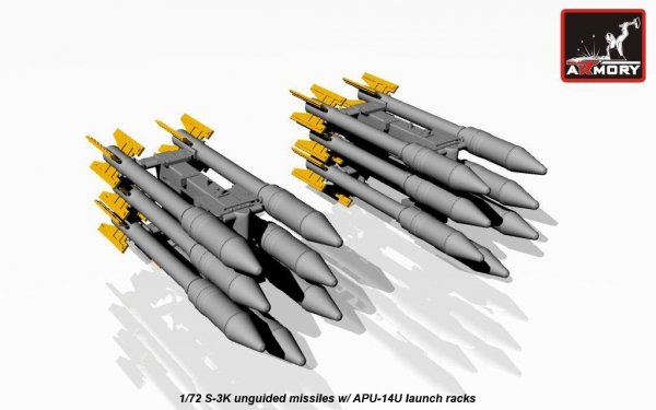 Armory Models ACA7273 S-3K unguided missiles w/ APU-14U rack 1/72
