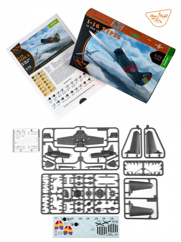 Clear Prop! CP72023 I-16 Type 5 In the sky of Spain STARTER KIT 1/72