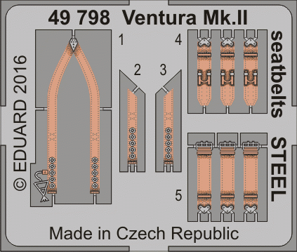 Eduard 49798 Ventura Mk. II seatbelts STEEL REVELL 1/48