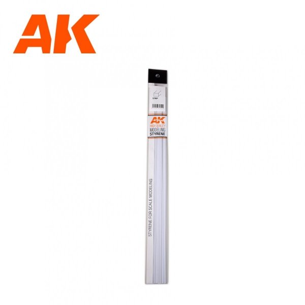 AK Interactive AK6515 STRIPS 0.75 X 2.00 X 350MM – STYRENE STRIP – (10 UNITS)