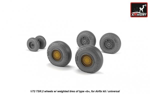 Armory Models AW72415 BAC TSR.2 wheels w/ weighted tires, type “b” (GY) 1/72