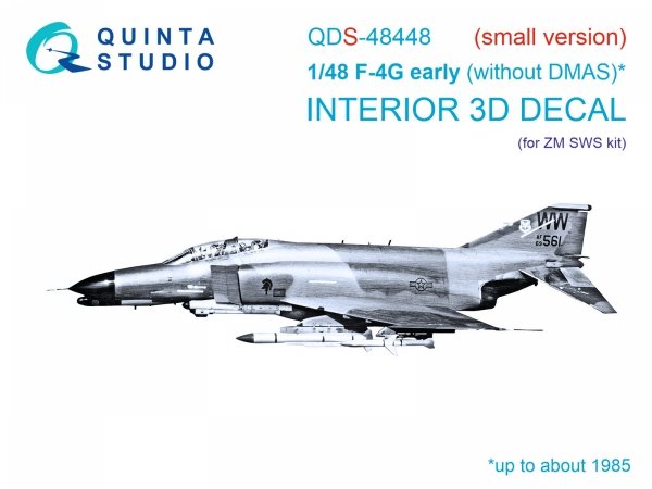 Quinta Studio QDS-48448 F-4G early 3D-Printed &amp; coloured Interior on decal paper (Zoukei Mura SWS) (Small version) 1/48