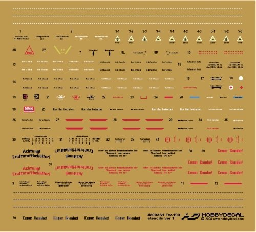 HobbyDecal ST48003V1 Fw-190 Stencils ver 1 1/48