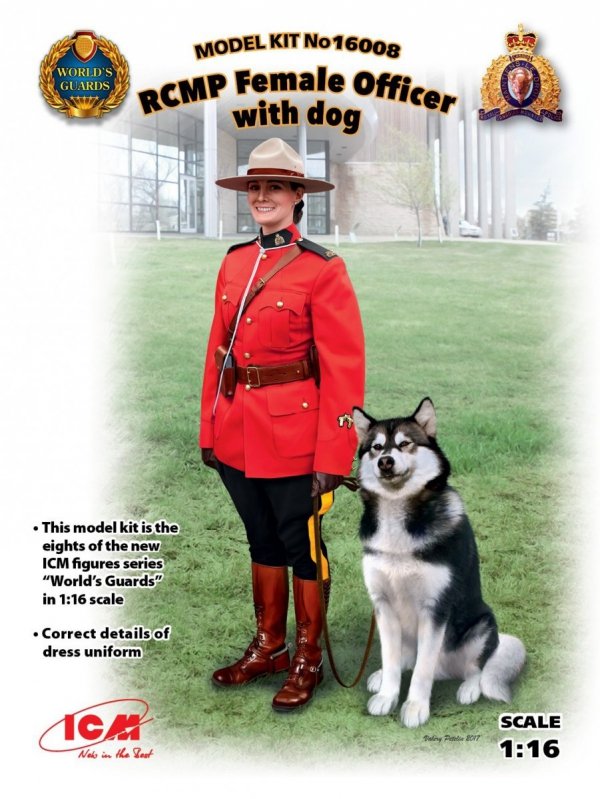 ICM 16008 RCMP Female Officer with dog (1:16)