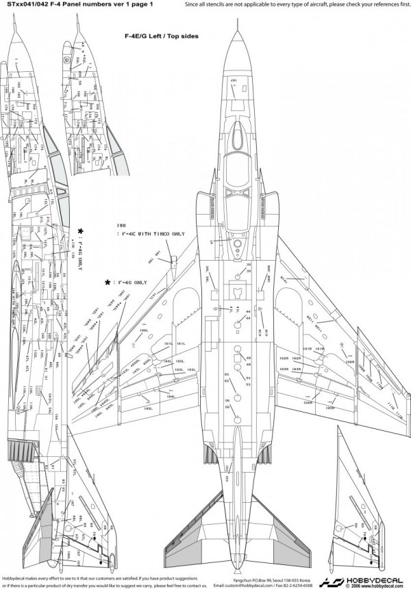 HobbyDecal ST32041V1 F-4 Panel numbers Black stencil font ver 1 1/32