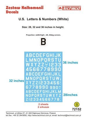 Techmod 72152 - US Letters &amp; Numbers (White) (1:72)