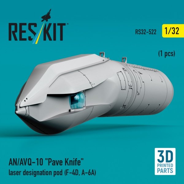 RESKIT RS32-0522 AN/AVQ-10 "Pave Knife" laser designation pod (1 pcs) (F-4D, A-6A) (3D Printed) (1/32)