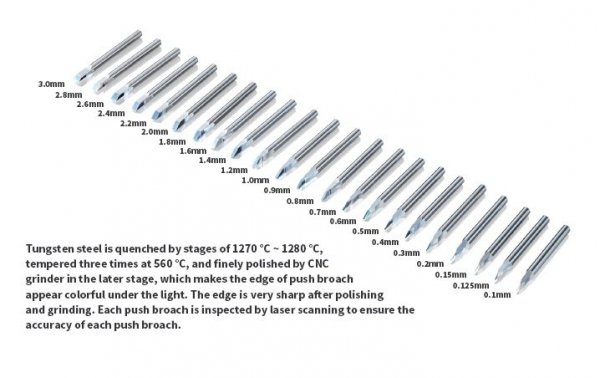 DSPIAE PB-04 0.4mm Tungsten Steel Push Broach / Rysik ze stali wolframowej