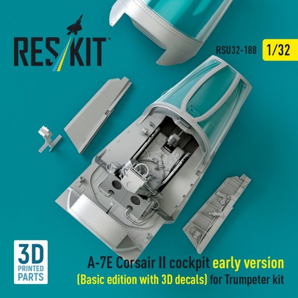 RESKIT RSU32-0188 A-7E Corsair II early cockpit (Basic edition with 3D decals) for Trumpeter kit (3D Printed) (1/32)