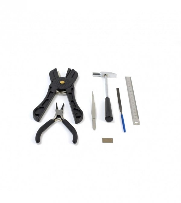 ARTESANIA LATINA 27001N Zestaw narzędzi nr 1 - giętarka do desek, pęseta, młotek, tarnik płaski, linijka i szczypce