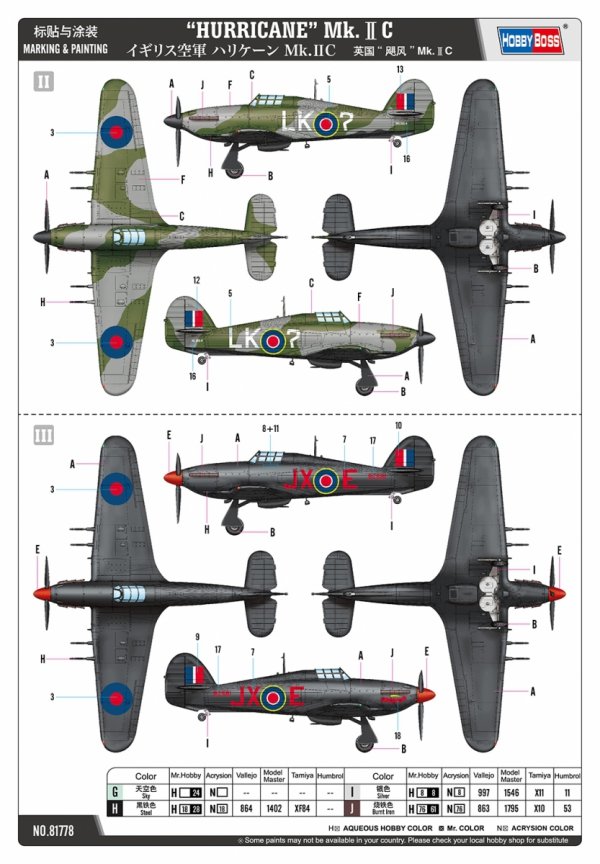 Hobby Boss 81778 HURRICANE Mk.ⅡC 1/48