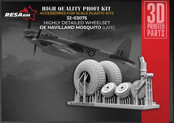 RESArm 32-03075 de Havilland Mosquito LATE - Wheels under load (3D resin printing) 1/32