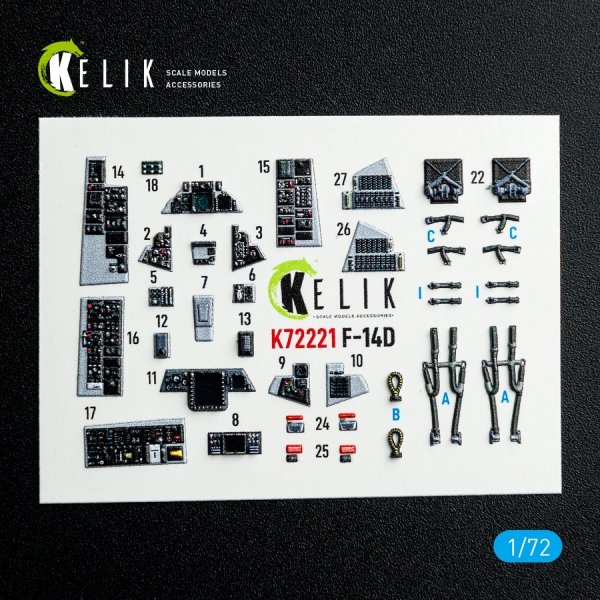 Kelik K72221 F-14D Super Tomcat - interior 3D decals for Academy kit (1/72)