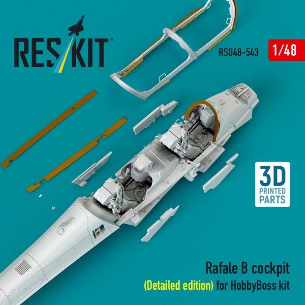 RESKIT RSU48-0543 Rafale B cockpit (Detailed edition) for HobbyBoss kit (3D Printed) (1/48)